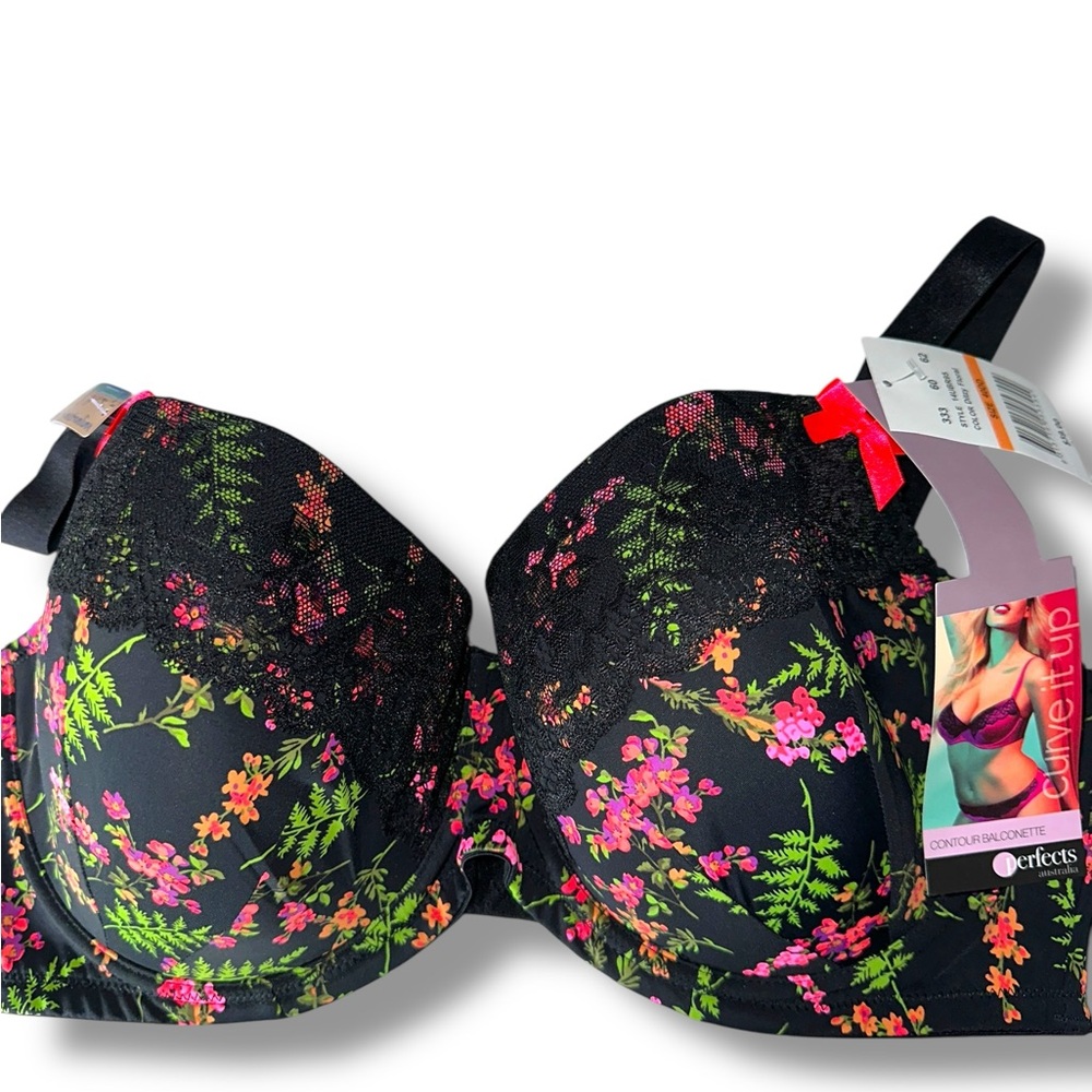 Perfects Australia 40DD "Curve It Up" Contour Balconette Bra UW VIBRANT FLORAL